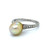 Antique Platinum Natural Golden Pearl and Diamond Ring Engagement Ring