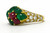 French Tutti Fruti Cocktail Ring Emerald Ruby Cluster Pave' Diamond Band