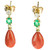 Intini Jewels Coral Tear Emerald Diamond 18 Karat Yellow Gold Bold Drop Earrings