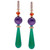 Art Deco Style 18karat Gold 0.12karat Diamond Amethyst Turquoise Dangle Earrings