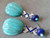 Art Deco Style Turquoise Lapis Lazuli Gold Diamonds Blue Enamel Drops Earrings