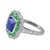 Surprising Platinum Two-Tone Sapphire and Emerald Ring with Pave Set Diamonds