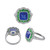 Surprising Platinum Two-Tone Sapphire and Emerald Ring with Pave Set Diamonds