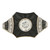 Art Deco Style Diamond and Onyx Target Engagement Ring Set in 18 Karat Gold
