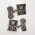 1915 Art Deco Sterling Silver Enamel Aztec Cufflinks
