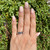 Diamond and Sapphire Platinum Band Art Deco Revival Ring Estate Fine Jewelry