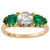 Early 20th Century Three-Stone Emerald and Diamond Ring