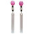 Art Deco Style Rock Crystal Cylinders Ruby Gold Diamonds Enamel Dangle Earrings