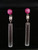 Art Deco Style Rock Crystal Cylinders Ruby Gold Diamonds Enamel Dangle Earrings