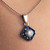 Art Deco Calibrated Blue Gems and Diamond Pendant Necklace