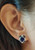 Blue Sapphire with Diamond Earrings Set in 18 Karat White Gold Settings