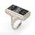 Antique Deco Music Sheet Ring Vintage 14 Karat White Gold Onyx