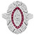 MajestÃ© Art Deco Style Diamond with Ruby Accent Cocktail Ring in 18K White Gold