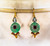 Art Deco Style Ruby Tourmaline Jade Aquamarine Yellow Gold Lever-Back Earrings