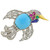 European Platinum Turquoise Ruby Diamond Bird Brooch Pin