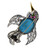 European Platinum Turquoise Ruby Diamond Bird Brooch Pin