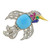 European Platinum Turquoise Ruby Diamond Bird Brooch Pin