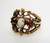 Vintage 14 Karat Yellow Gold Garnet and White Opal Filigree Ring