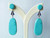 Art Deco Style Turquoise Gold Diamonds Blue Enamel Flat Drop Earrings
