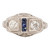 Circa 1920's Art Deco Platinum Old European Cut Diamond and Sapphire Ring