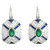 Emerald, Blue Sapphire with Diamond Earrings Set in 18 Karat White Gold Settings
