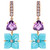 18 Karat Yellow Gold 0.12 Karat White Diamond Turquoise Flower Dangle Earrings