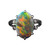 Black Opal & Diamond Ring Certified Untreated Lightning Ridge Art Deco