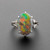 Black Opal & Diamond Ring Certified Untreated Lightning Ridge Art Deco
