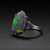 Black Opal & Diamond Ring Certified Untreated Lightning Ridge Art Deco