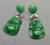 Art Deco Style Burma Jade Buddha Gold Diamonds Red Enamel Dangle Earrings
