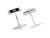 18 Carat White Gold Diamond Square Pave' and Black Enamel Cufflinks
