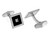 18 Carat White Gold Diamond Square Pave' and Black Enamel Cufflinks