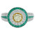 Art Deco Style Ring Emerald and Diamonds 18 Karat White Gold and Yellow Diamond