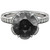 1.5 Carat 14 Karat White Gold Certified Round Black Diamond Engagement Ring
