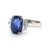 3.83 Carat Blue Sapphire and Shield-Cut Diamonds 3 Stone Platinum Ring