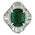 Platinum GIA 5.59 Carat Oval Emerald and Baguette Diamond Wave Ballerina Ring