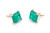 18 Karats Yellow Gold Green Agate Rock Crystal White Diamonds Stud Earrings