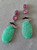 Art Deco Style Tourmaline Cabs Gold Diamonds Enamel Carved Jade Dangle Earrings