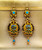Art Deco Style 0.50 Carat Emerald Turquoise Enamel Yellow Gold Drop Earrings