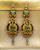 Art Deco Style 0.50 Carat Emerald Turquoise Enamel Yellow Gold Drop Earrings