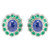 Tanzanite Cabochon and Emerald Cabochon Stud Earrings