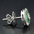 Art Deco Style Round Brilliant Diamond with Emerald Stud Earrings in 18K Gold