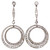 Diamond Double Circle Platinum Drop Earrings Estate Fine Jewelry
