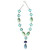 Jade Aquamarine Tanzanite Cabochon 18 Karat White Gold Diamond Necklace
