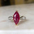 Marquise Natural Ruby with Diamond Engagement Ring Platinum & 18K