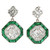 Art Deco Style Diamond and Emerald Drop Earring in 18K White Gold