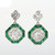 Art Deco Style Diamond and Emerald Drop Earring in 18K White Gold