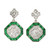 Art Deco Style Diamond and Emerald Drop Earring in 18K White Gold