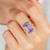 Art Deco Style 5.95 Ct Grey Enameled Amethyst and Citrine 14K Gold Cocktail Ring
