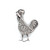 1915 Art Deco 1 Carat Diamond and Ruby Rooster Brooch Pin, Platinum